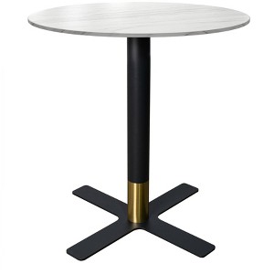 Round Dining Table with Sintered Stone Top and X-Shaped Stainless Steel Pedestal Base – Seats 2–3 People, Kitchen & Dining Room Table for Cafes - 1 of 4