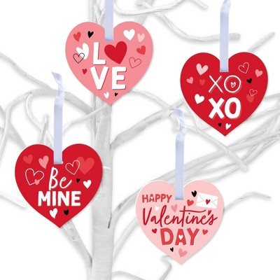 Big Dot of Happiness Happy Valentine's Day - Valentine Hearts Decorations - Tree Ornaments - Set of 12