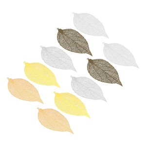 Unique Bargains Brass Bulk Mesh Leaf Pendants for DIY Jewelry Making Bracelets 10 Pcs - 1 of 4