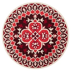 Red/Ivory Medallion Tufted Round Area Rug 5