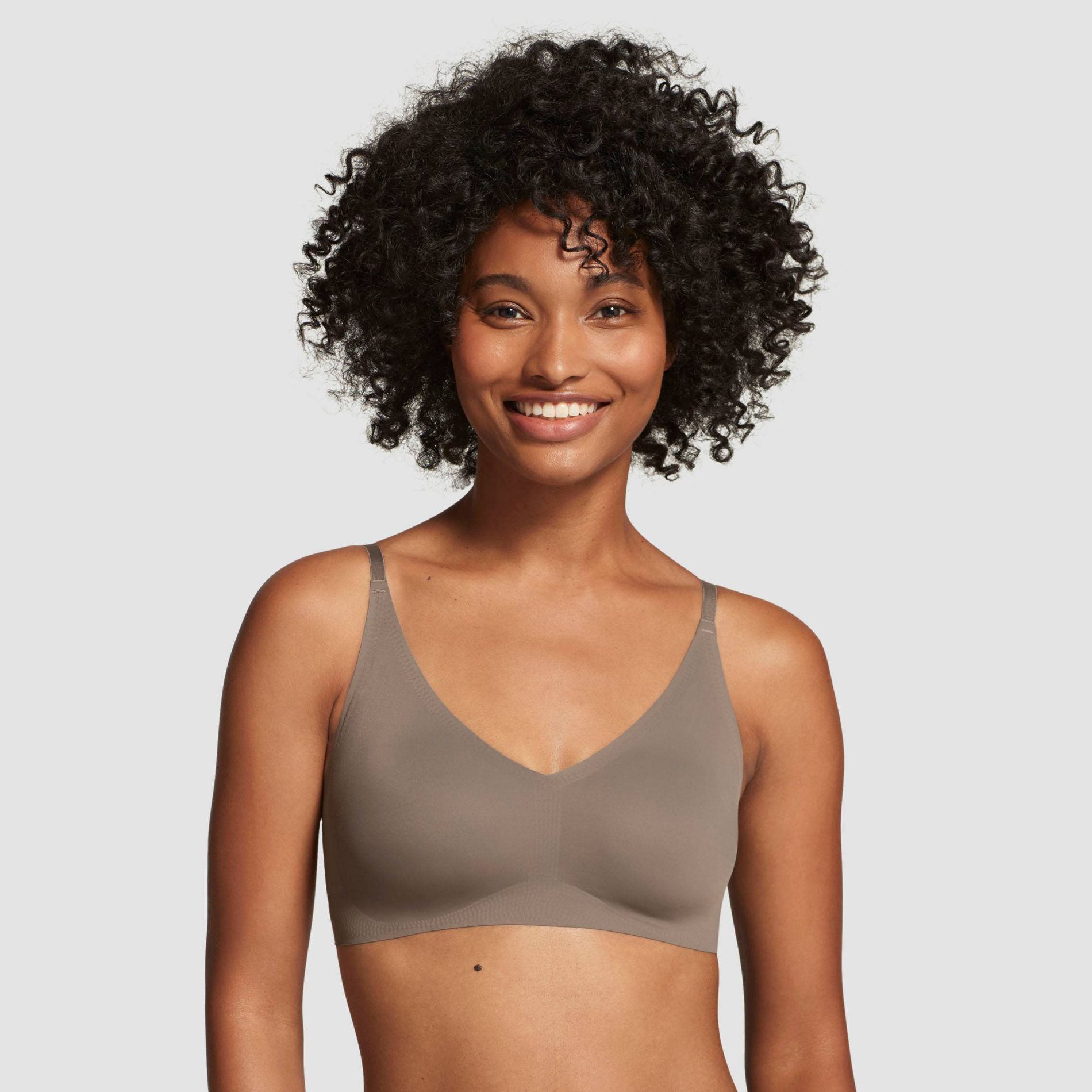 True & Co. True Everybody Women's Adjustable Strap Triangle Bra - Gray XL: Wireless, Light Support, Removable Padding
