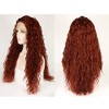 Unique Bargains Women's Halloween Long Water Wave Lace Front Wigs with Wig Cap 24" Red Brown 1PC - image 3 of 4