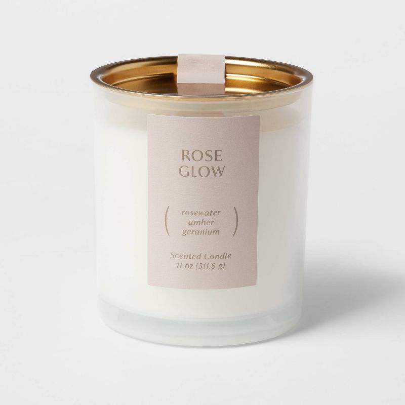 1-Wick 11oz Glass Jar Candle Rose Glow - Threshold&#8482;, 1 of 5