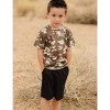 Little Kid Shorts Sets Kids Summer Beach Outfit  Pulm Leaves Pattren Short Sleeve Shirt Top with Shorts Suits - 3 of 4