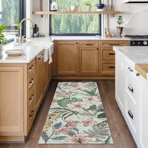 Crystal Print Thea Bold Modern Floral Indoor Livingroom Dining Bedroom Flat Pile Easy Care Area Rug - 1 of 3