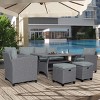 6 Piece Rattan Outdoor Patio Conversation Sets,Rattan Garden Sofa Set,Wicker Outdoor Patio Furniture Sets with Cushions and Ottoman-Coolbibila - 2 of 4