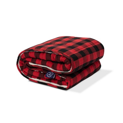 10lbs Flannel & Sherpa Weighted Blanket Red Buffalo Check - Z By