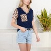 Anna-Kaci Women's V-Neck Leopard Print Pocket Tee with Contrast Sleeves Casual Relaxed Fit - 3 of 4