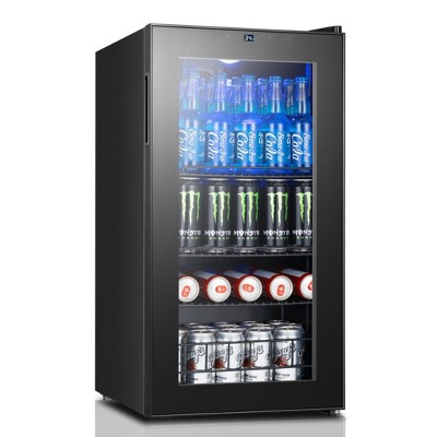 Yeego 95 Cans Beverage Cooler, Freestanding Beverage Refrigerator with Glass Door