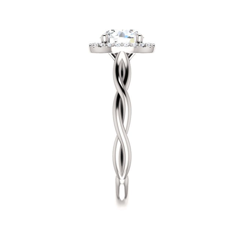 Pompeii3 1ct Diamond Halo Vintage Solitaire Round Cut Intertwined Band 14k White Gold, 3 of 6