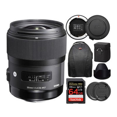 Sigma 35mm f/1.4 DG HSM ART Lens for Canon EF with USB dock and 64GB SDXC  Card