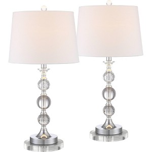 360 Lighting Solange Modern Table Lamps Set of 2 with Round Risers 26" High Clear Crystal White Drum Shade for Bedroom Living Room Bedside Nightstand - 1 of 4