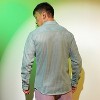 Campus Sutra Men Men's Sea Green Ribbed-Striped Shirt - 4 of 4