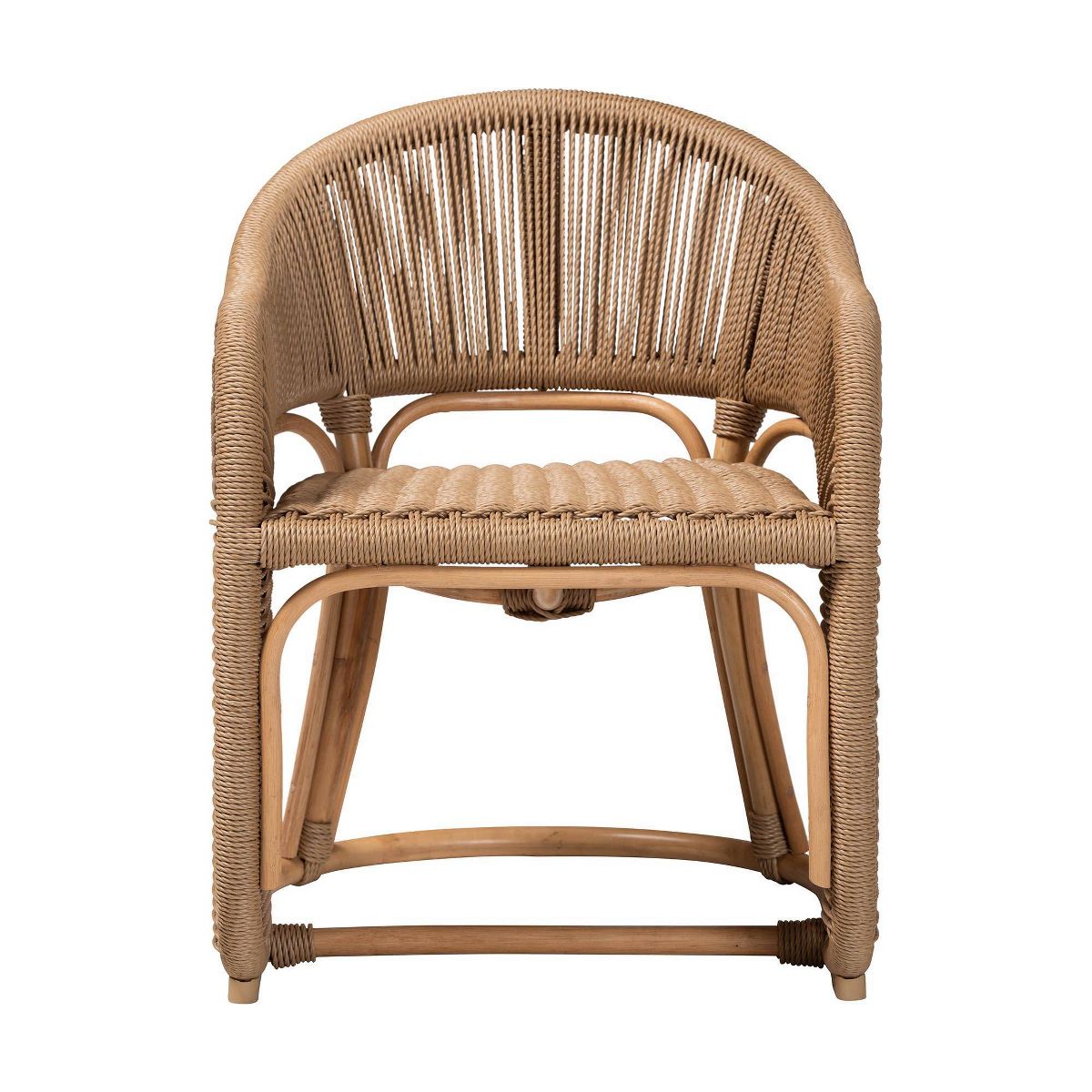 bali & pari Isra Natural Rattan Accent Chair with Handwoven Synthetic Wicker Brown - thumbnail 2