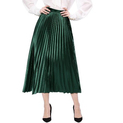 Allegra K Women's Metallic Pleated Skirt - Shiny Ombre Gradient, Elastic Waist, Size L - View #6