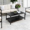 Martha Stewart Lily Pond Indoor-Outdoor Patio Coffee Table with Lower Shelf and Steel Frame in Black - 2 of 4