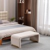 43.31"New Boucle Fabric Loveseat Ottoman Footstool Bedroom Bench Shoe Bench With Gold Metal Legs,Ivory - 3 of 4