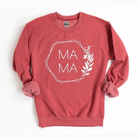 Simply Sage Market Women s Graphic Sweatshirt Mama Floral Hexagon S Heather Red