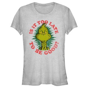 Junior's Dr. Seuss Christmas Grinch Is it too Late T-Shirt - 1 of 4