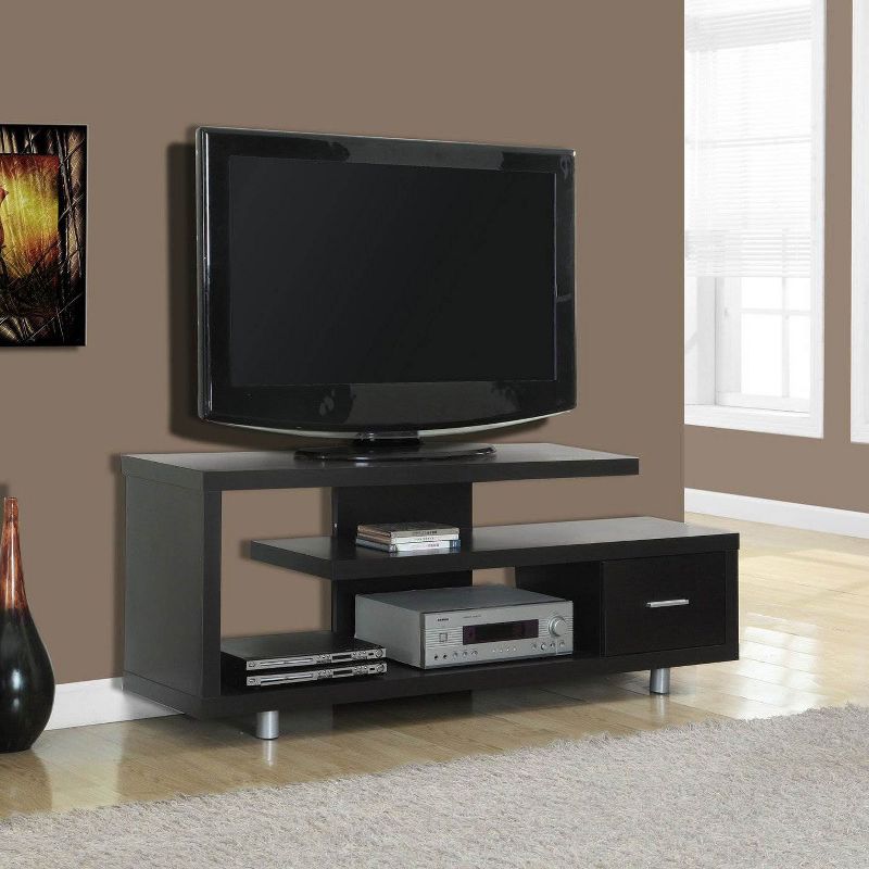 Monarch Specialties Inc. Durable Modern Open Concept Center TV Stand, Cappuccino, 5 of 6