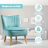 Modern Armless Velvet Accent Chair with Wood Legs - 3 of 4