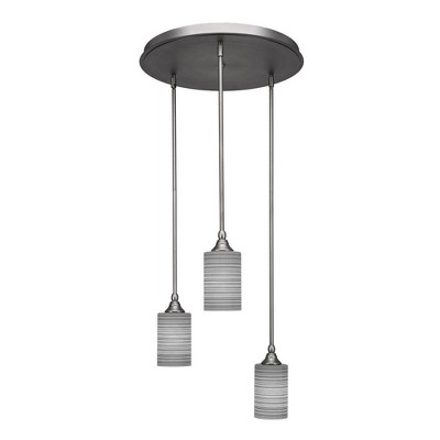 Toltec Lighting Empire 3 - Light Pendant in  Brushed Nickel with 4" Gray Matrix Shade