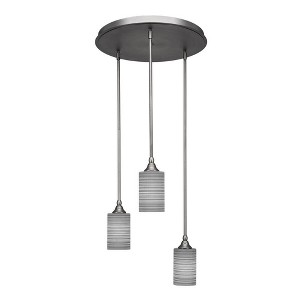 Toltec Lighting Empire 3 - Light Pendant in  Brushed Nickel with 4" Gray Matrix Shade - 1 of 1