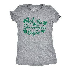 Womens Let The Shenanigans Begin Funny Saint Patricks Day Saying T-Shirt Clover - Crazy Dog Women's T Shirt - 1 of 4