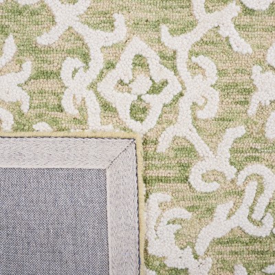 Light Green and Ivory Hand Tufted Wool Runner Rug