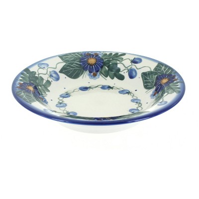 Blue Rose Polish Pottery Forget Me Not Soup Plate with Rim