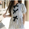 Women's Stripe Ruffle Bow Top - MIOU MUSE - 3 of 4