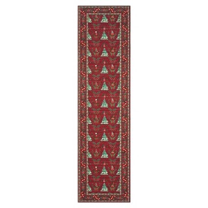 COZONY Christmas Tree Printed Area Rug, Washable Low Pile Non-Slip Floor Mat, Soft Foldable Carpet for Living Room, Bedroom, Bathroom, Holiday Decor - 1 of 4