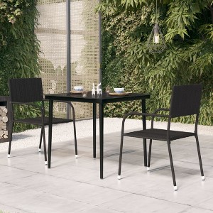 vidaXL Patio Dining Table Black 31.5 inches x31.5 inches x29.1 inches  Steel and Glass - 1 of 4