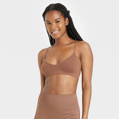 Women's Ribbed Triangle Bralette - Colsie™ Brown M : Target