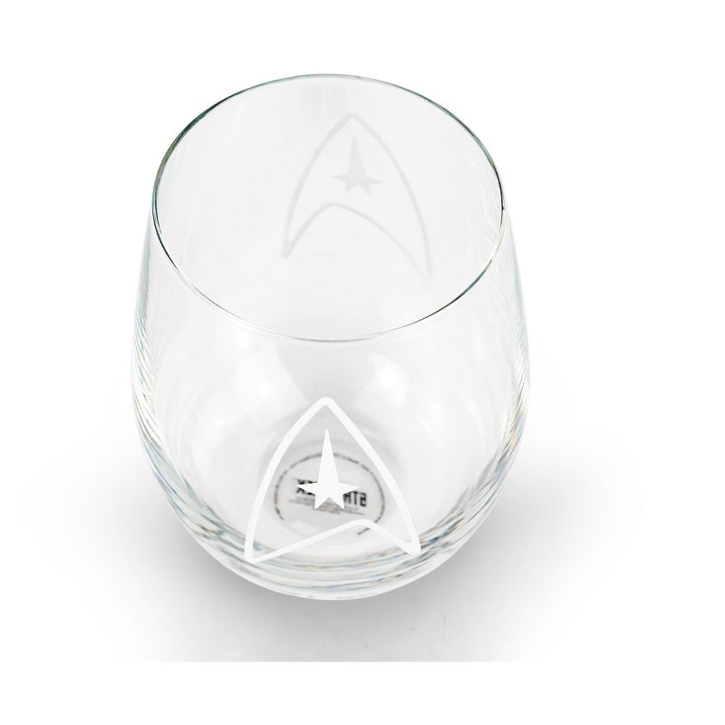 Surreal Entertainment Star Trek Stemless Wine Glass Decorative Etched Command Emblem | Holds 20 Ounces, 3 of 7