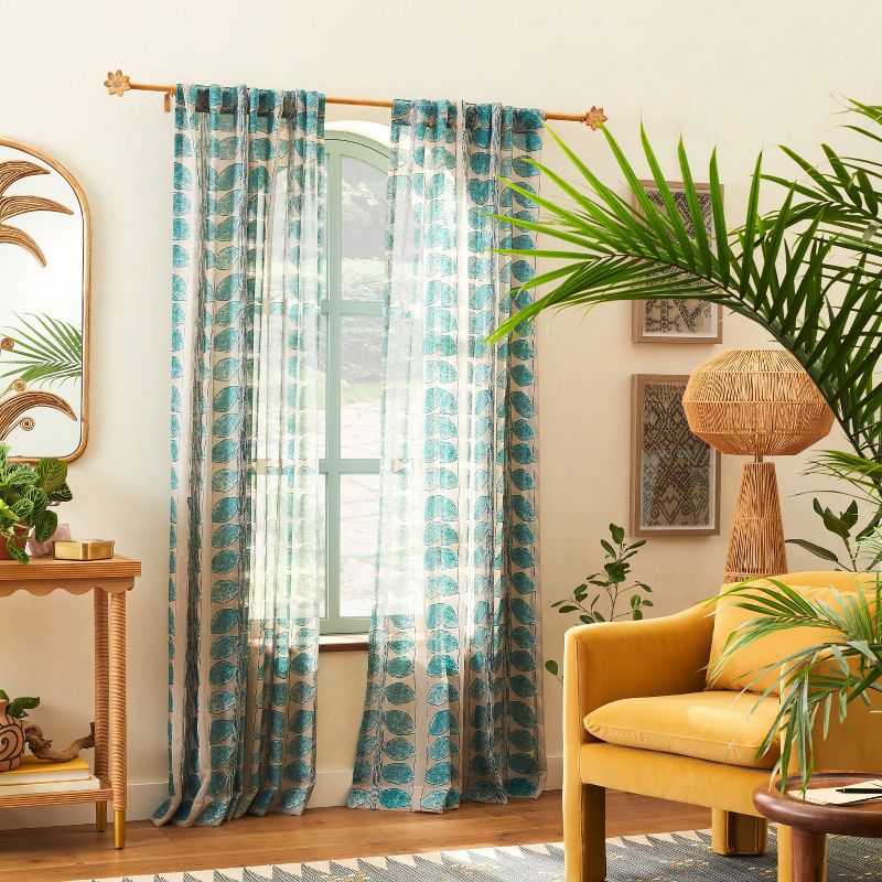 1pc Sheer Vines Burnout Window Curtain Panel Green - Opalhouse™ designed with Jungalow™, 2 of 9