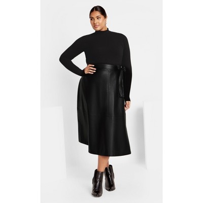 Women's Plus Size Lola Mixed Media Dress - black | CITY CHIC