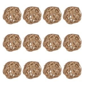 Unique Bargains Wicker Rattan Decorative DIY Crafts Balls for DIY Crafts 1.6 Inch 12 Pcs - 1 of 4