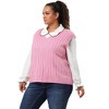 Agnes Orinda Women's Plus Size Fashion V Neck Cable Knit Sleeveless Pullover Casual Sweater Vests - 4 of 4