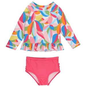 RuffleButts Girls UPF50+ Long Sleeve Rash Guard Bikini - 1 of 4