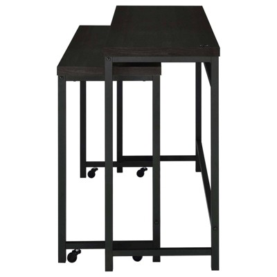 Black Faux Leather and MDF Rectangular Pub Set with 2 Chairs