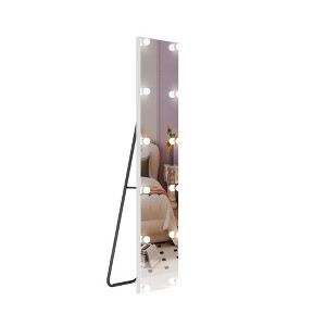 Right-angle full-length mirror with stand, floor mirror, aluminum alloy frame, can be installed upright or wall-mounted. - 1 of 4