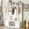 HDZNVF 5-in-1 Entryway Bench with Coat Rack, 7 Sturdy Hooks, 2 Spacious Drawers and Adjustable Shelves, White - 2 of 4