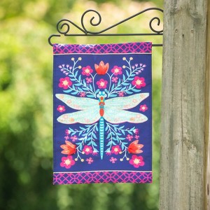 Patterned Dragonfly Garden Linen Flag - 1 of 3