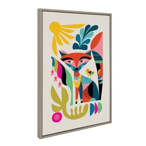 Kate and Laurel Sylvie Mid Century Modern Fox Framed Canvas by Rachel Lee of My Dream Wall - 1 of 4