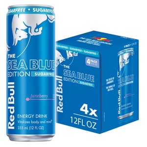 Red Bull Sugarfree Sea Blue Edition Energy Drink - 4pk/12 fl oz Cans - 1 of 4