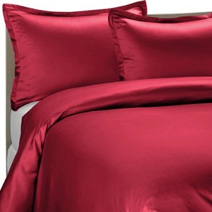 Brielle Home 100% Premium 300 TC Modal Bedding Collection Sateen Duvet Cover Set Red - 1 of 4
