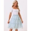 Allegra K Women's Floral Print Smocked Elastic Waist Midi Flowy Tiered Ruffle Skirt - 2 of 4
