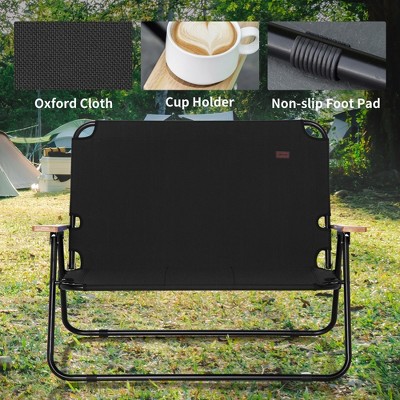VYNXARIA Outsunny Double Folding Camping Chair ¨C Portable Loveseat for Two!