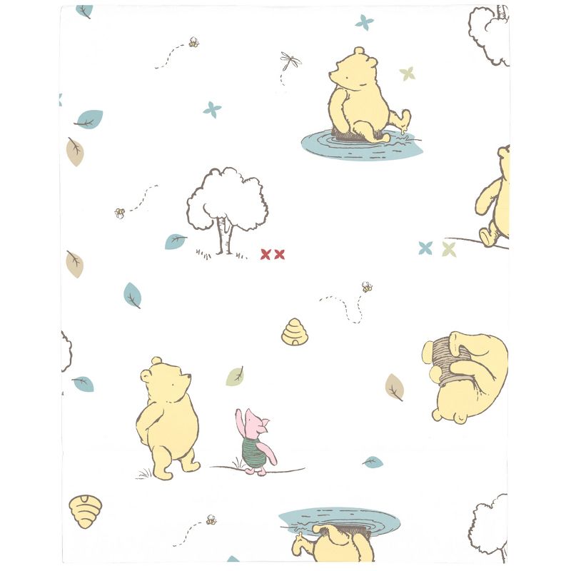 Disney Winnie the Pooh Classic Pooh 100% Cotton Fitted Crib Sheet in Ivory, Butter, Aqua and Orange, 2 of 4